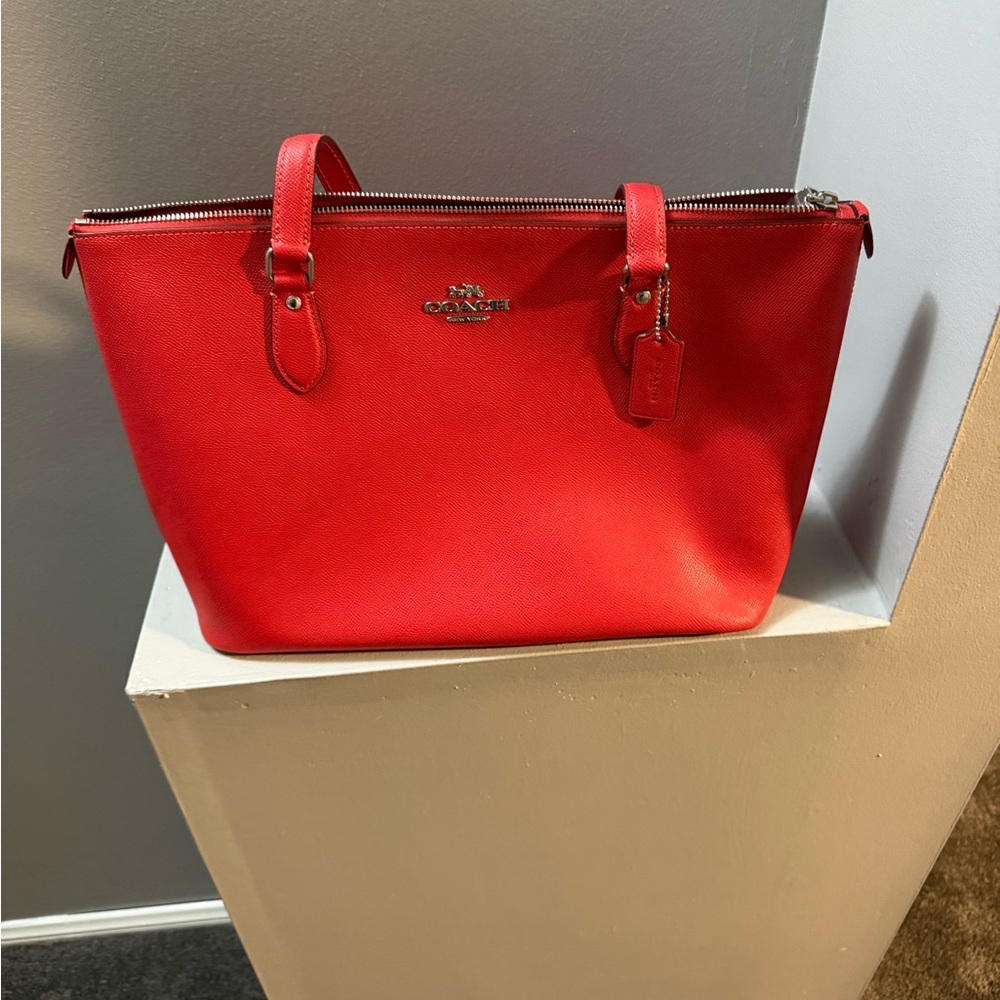 Coach Vibrant Red Tote Bag with wallet